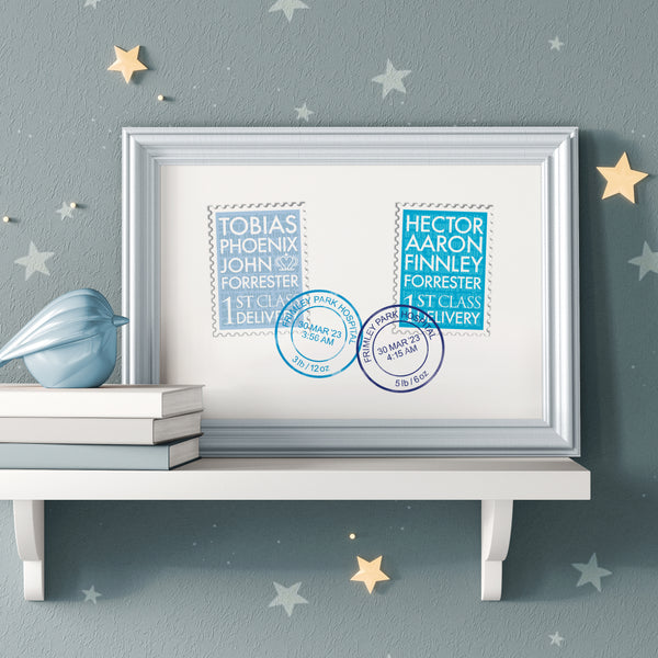 Personalised New Baby Twins Print