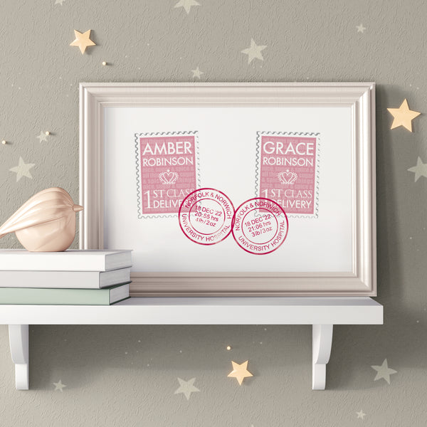 Personalised New Baby Twins Print