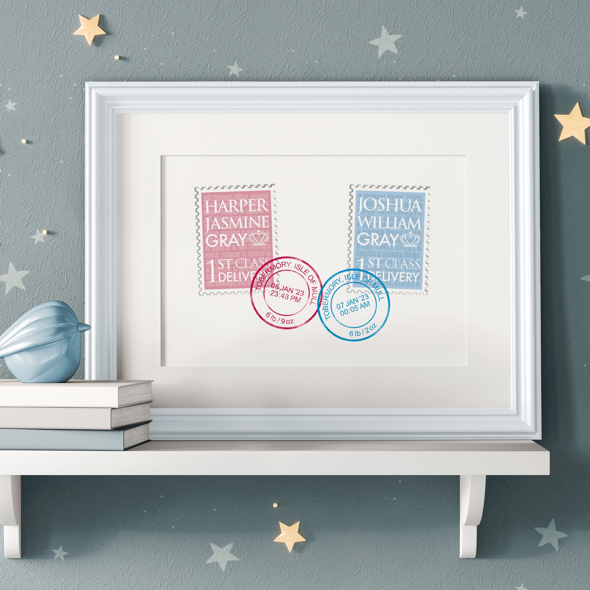 Personalised New Baby Twins Print