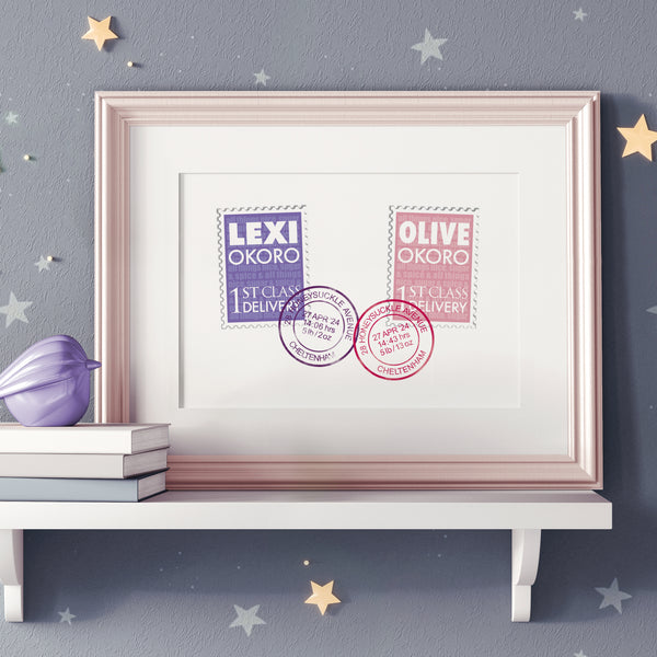 Personalised New Baby Twins Print