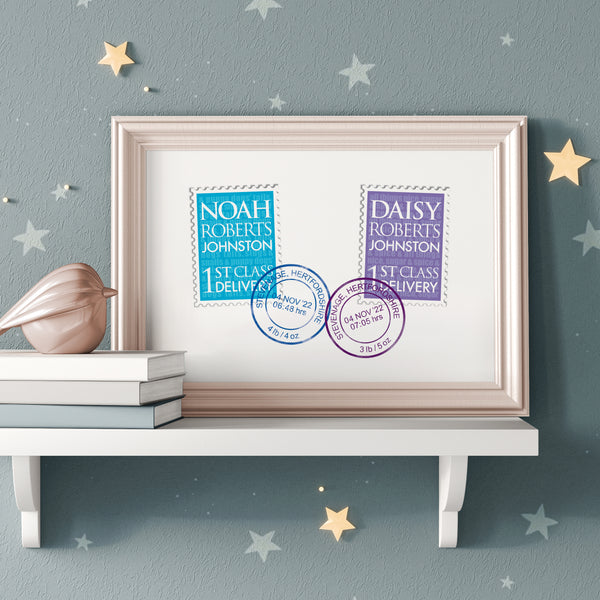 Personalised New Baby Twins Print